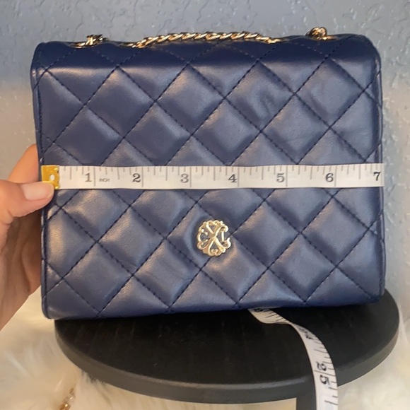 CHRISTIAN LACROIX BLUE QUILTED CHAIN PURSE - Picture 8 of 9